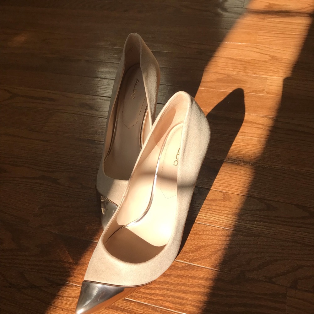 Rose Gold Suede-Patent Heels from Aldo